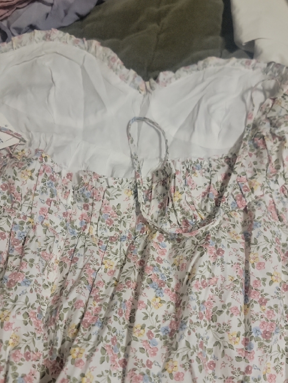 Altar'd State Floral Spaghetti Strap Maxi Dress in Cream with Pink & Green - Picture 6 of 6